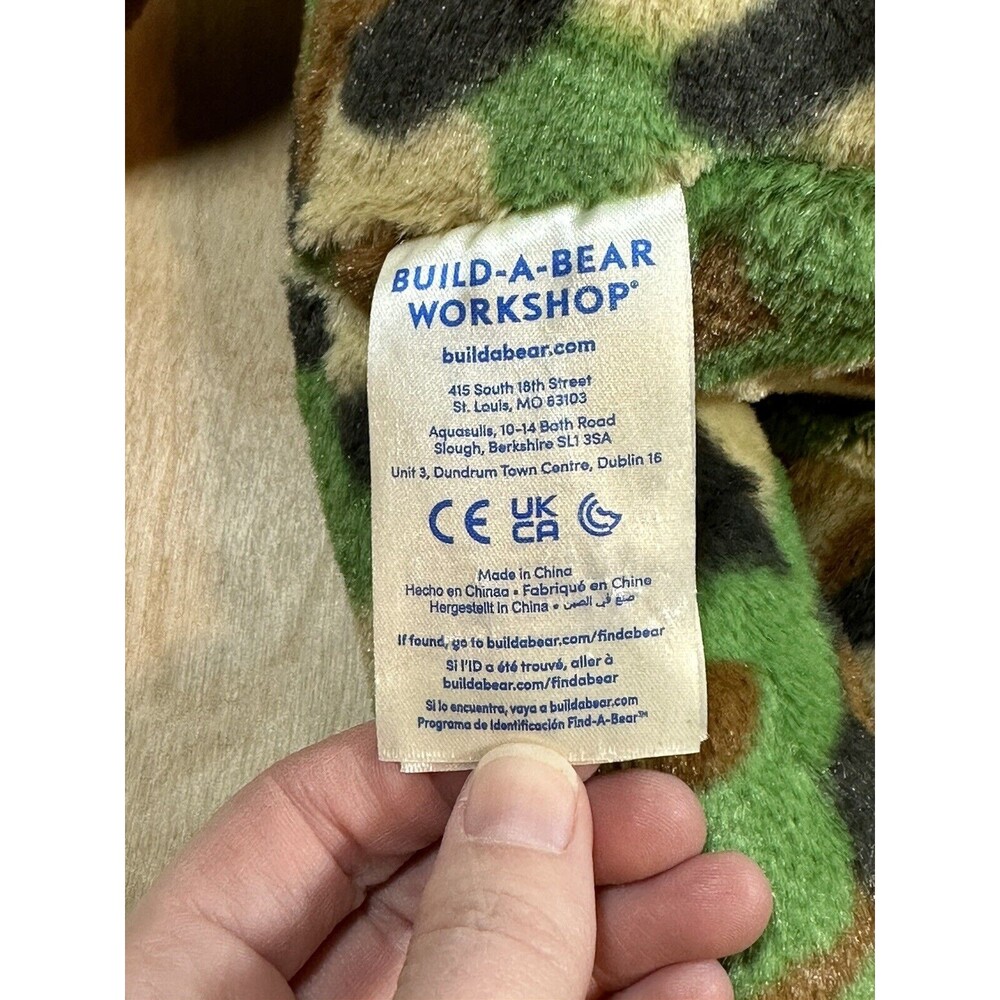 Build A Bear Workshop Camouflage Bear Camo Print Army Green Teddy Plush Toy 16" - Picture 4 of 5